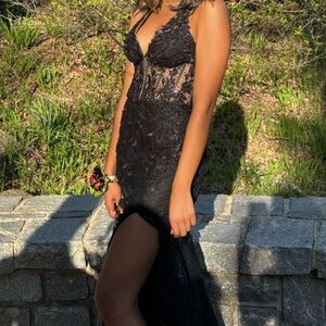 Sherri Hill Black Halter Prom Dress